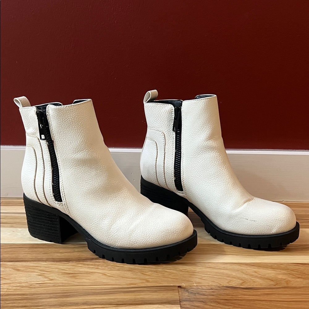 MIA White and Black Ankle Boots